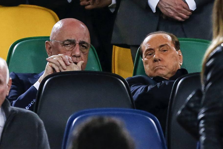 Silvio Berlusconi e Adriano Galliani alla finale di Coppa Italia, Milan-Juventus. 21 maggio 2016